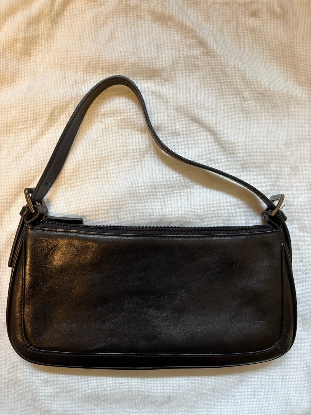 Vintage Kenneth Cole Classic Black Leather Shoulder Bag Y2K